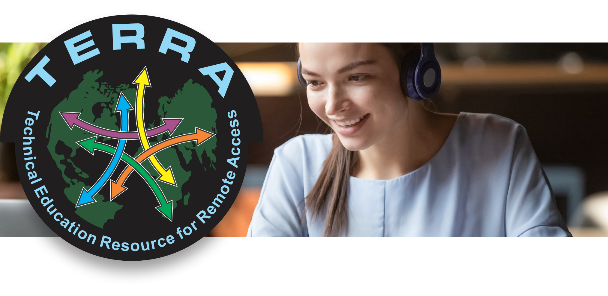 The TERRA logo with a student