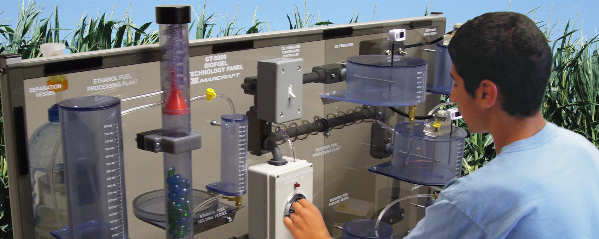 Student learning on the GT-6000 Biofuels Training Program technology panel