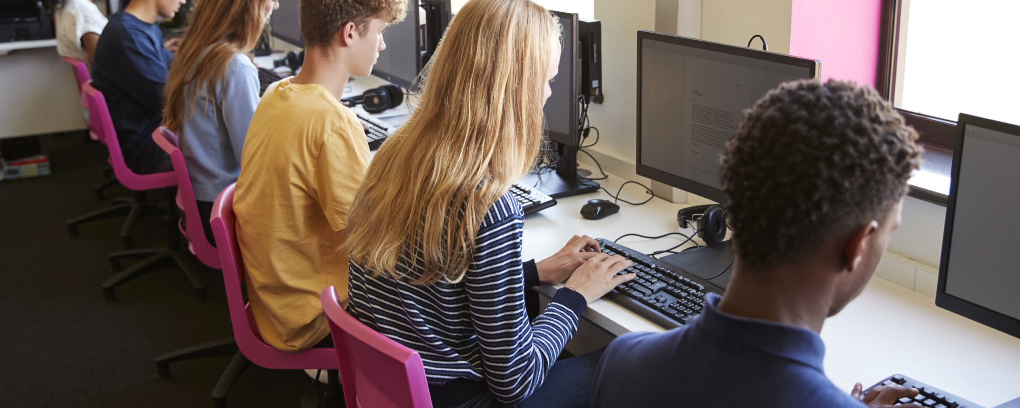 Students working on a computer