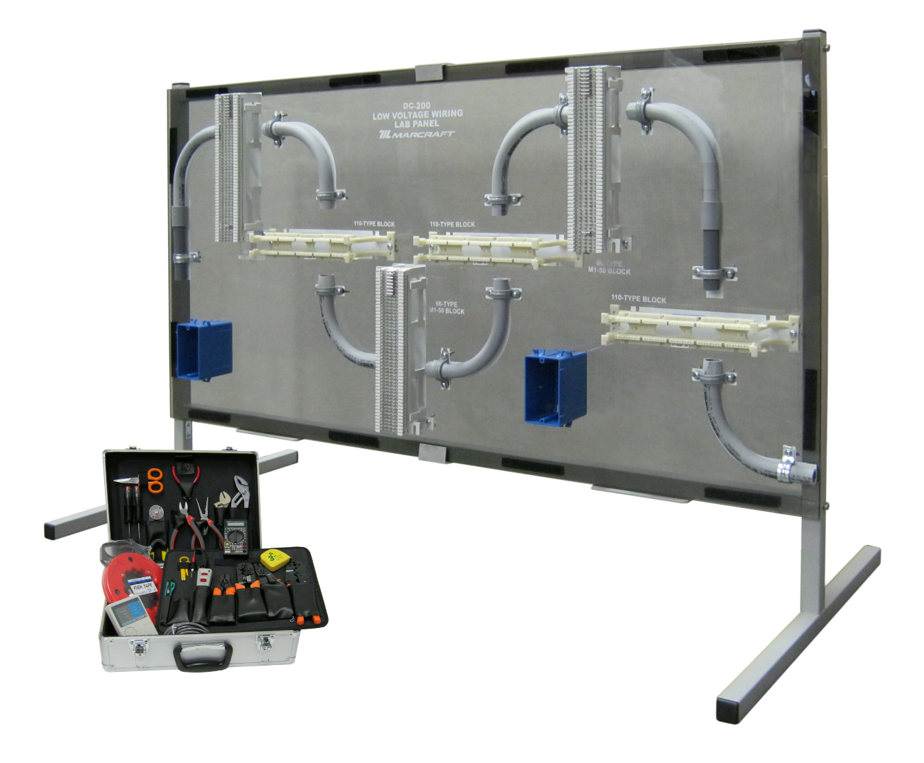 DC-200 Commercial Low Voltage Wiring Lab Panel Image with Tools