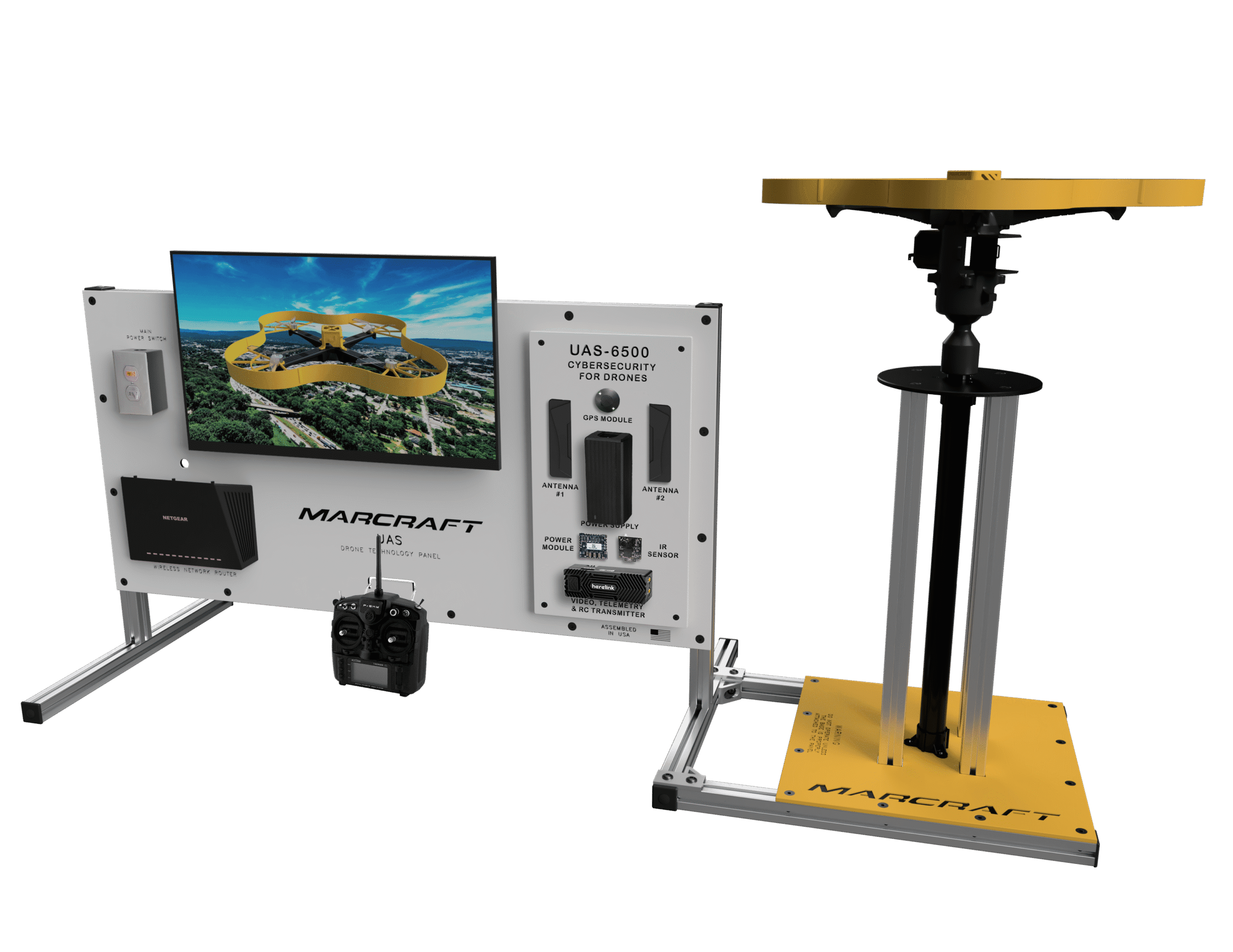 UAS-6500 Cybersec for Drones 6-3-25 Ground Control Station and Drone on moveable mount from the UAS-6500 Cybersecurity for Drones (Uncrewed Aircraft)