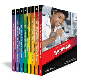 Image of the 8-book MC-1100 Tech+ Certification Text & Lab Guide set