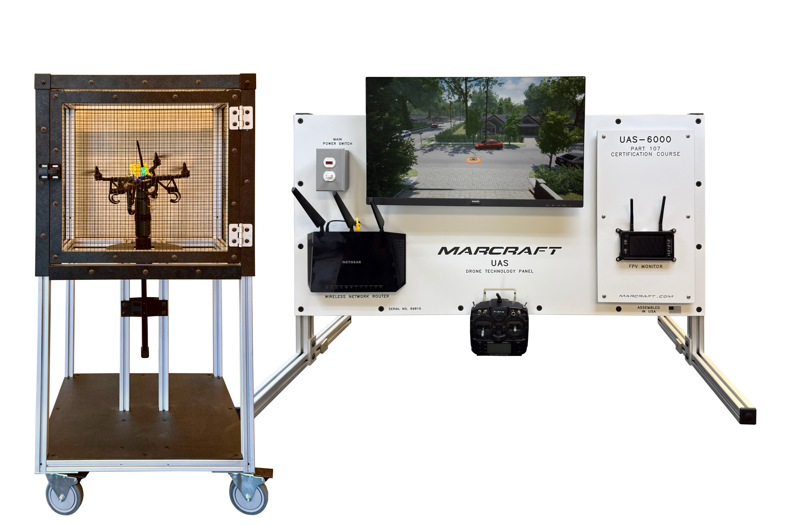 Ground Control Station and Drone on moveable mount for the UAS-6000 Part 107 Certification Course